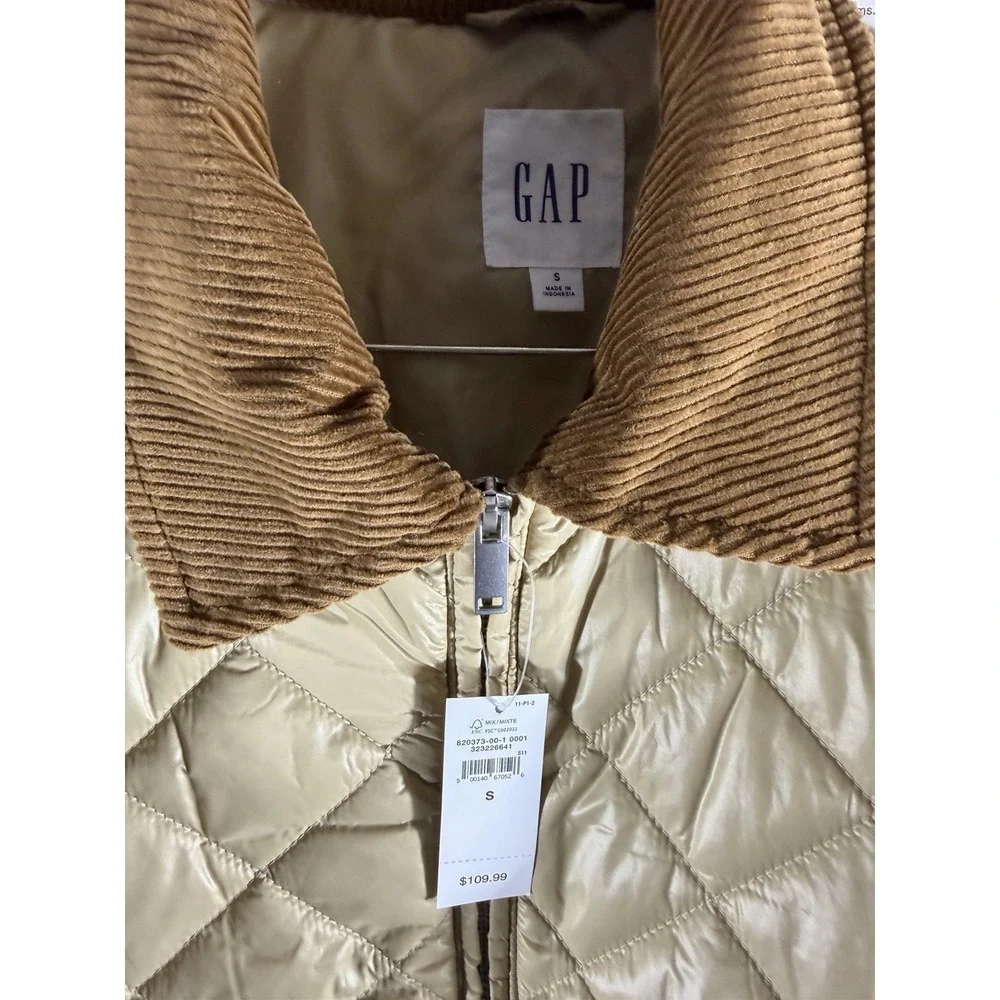 NWT GAP Relaxed Quilted‎ Nylon Jacket Women's Size S Gold Khaki Brown MSRP $110